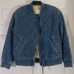 & Other Stories Fleece Lined Denim Bomber Jacket